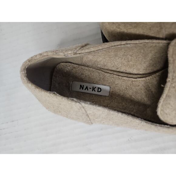 Na-kd Taupe Color Womens Loafers Quilted Upper Square Toe Size 39 (8.5) - Picture 5 of 16